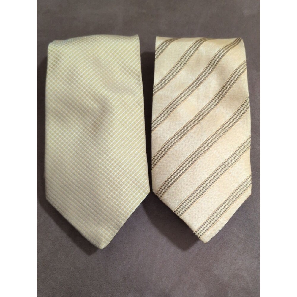 Joseph Abboud Men's Set of 2 Gold 100% Italian Silk Ties Made in Italy
